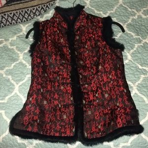 Lan Vie red and black vest